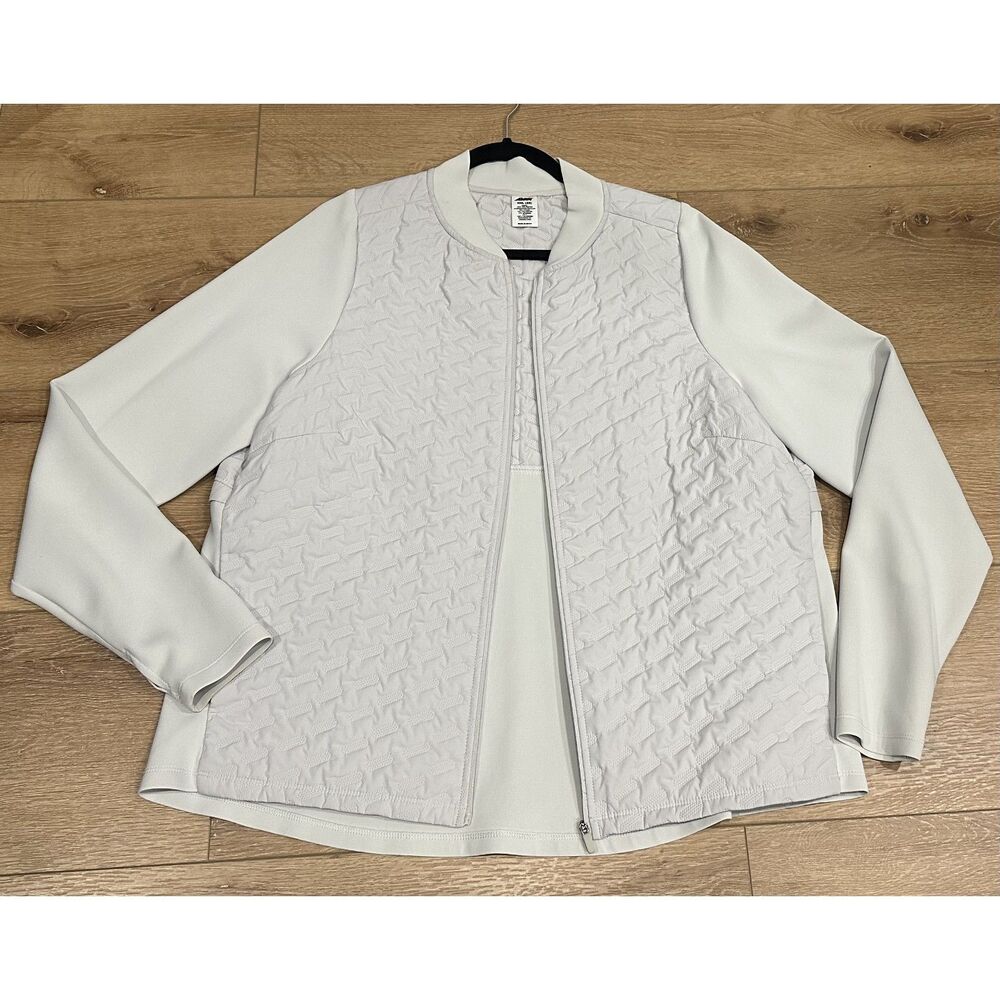 Avia Women's Quilted Scuba Activewear Jacket Light Creamy Gray EUC